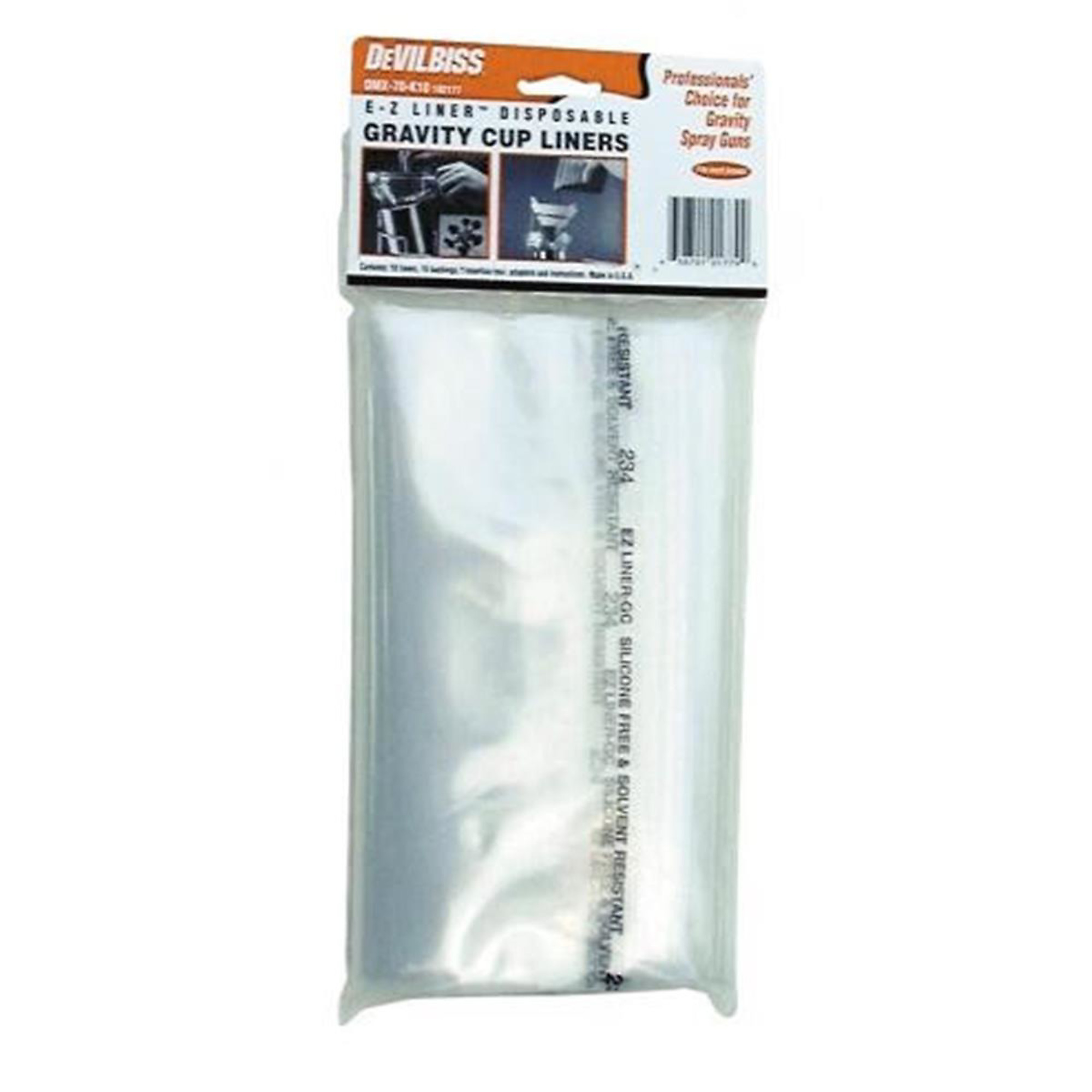 DeVilbiss Liner Kit — Disposable Gravity Cup Liners, 48 Pcs, Includes Bushings and Insertion Tool, Model# DEVOMX-70-K48